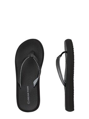 Dream Pairs Black Flip Flop Sandals with Contrast Stitching